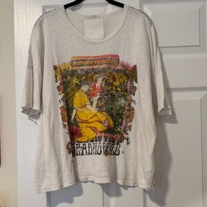 Mother Denim Mother Superior Big Deal Linen Cotton Deadflowers Tee Women Size L